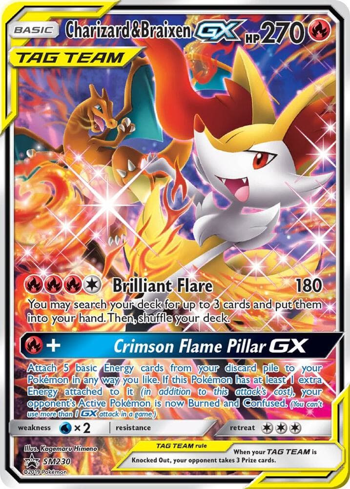Charizard e Braixen GX, carta SM230 di SL Promo