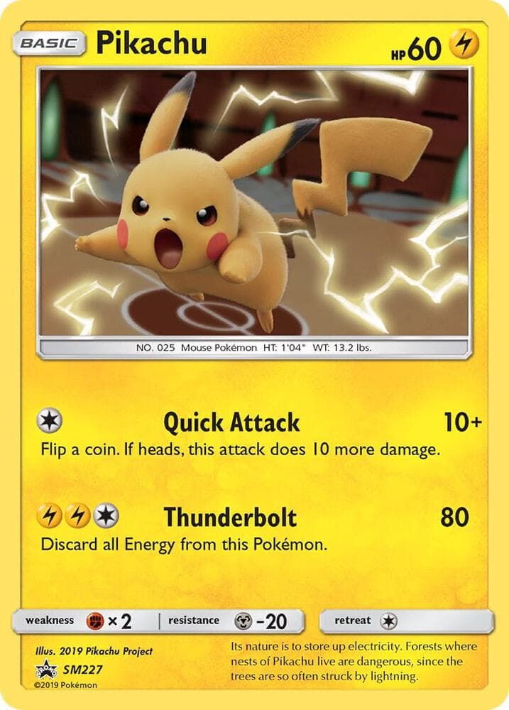 Pikachu, card SM227 from SM Black Star Promos