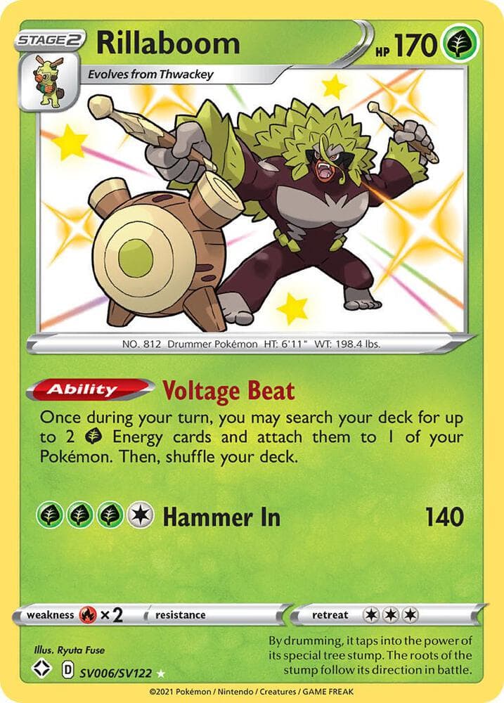Rillaboom, card SV006 from Shining Fates