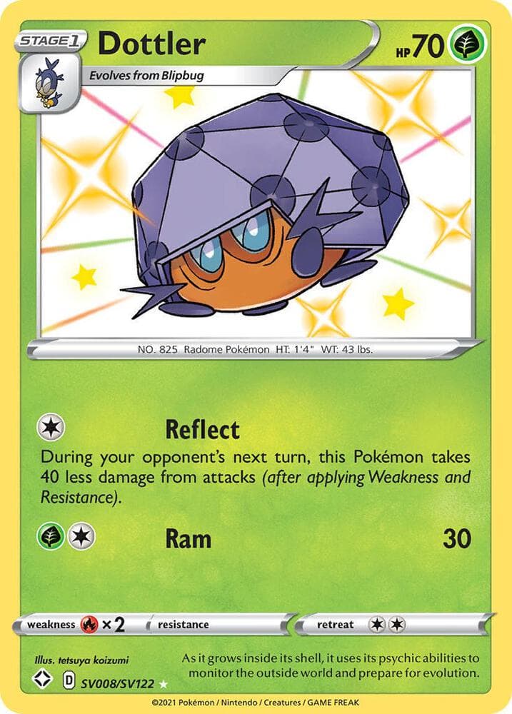 Dottler, card SV008 from Shining Fates Shiny Vault