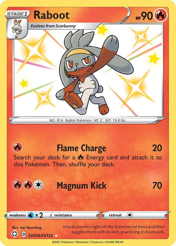 Raboot, card SV016 from Shining Fates Shiny Vault
