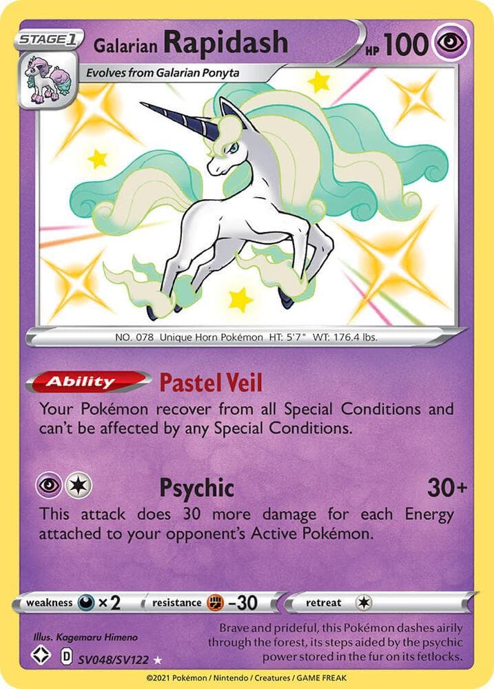 Galarian Rapidash, card SV048 from Shining Fates