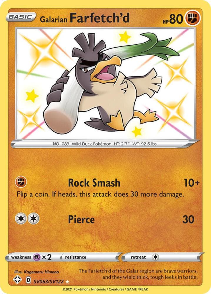 Galarian Farfetch'd, card SV063 from Shining Fates