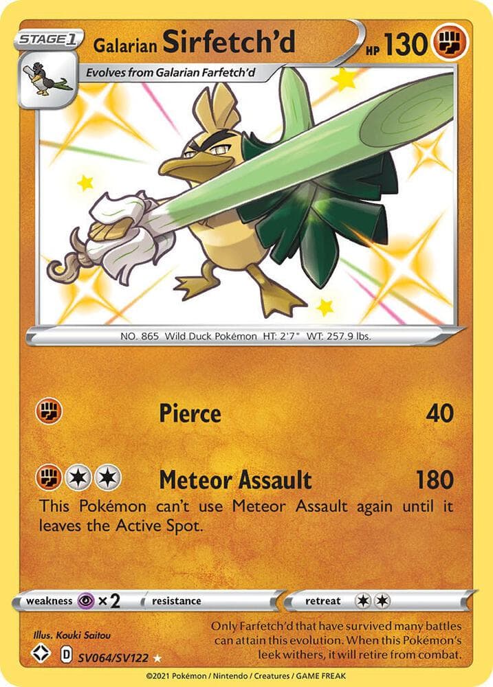 Galarian Sirfetch'd, card SV064 from Shining Fates