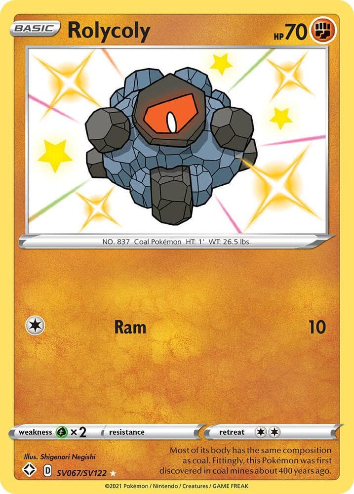Rolycoly, card SV067 from Shining Fates