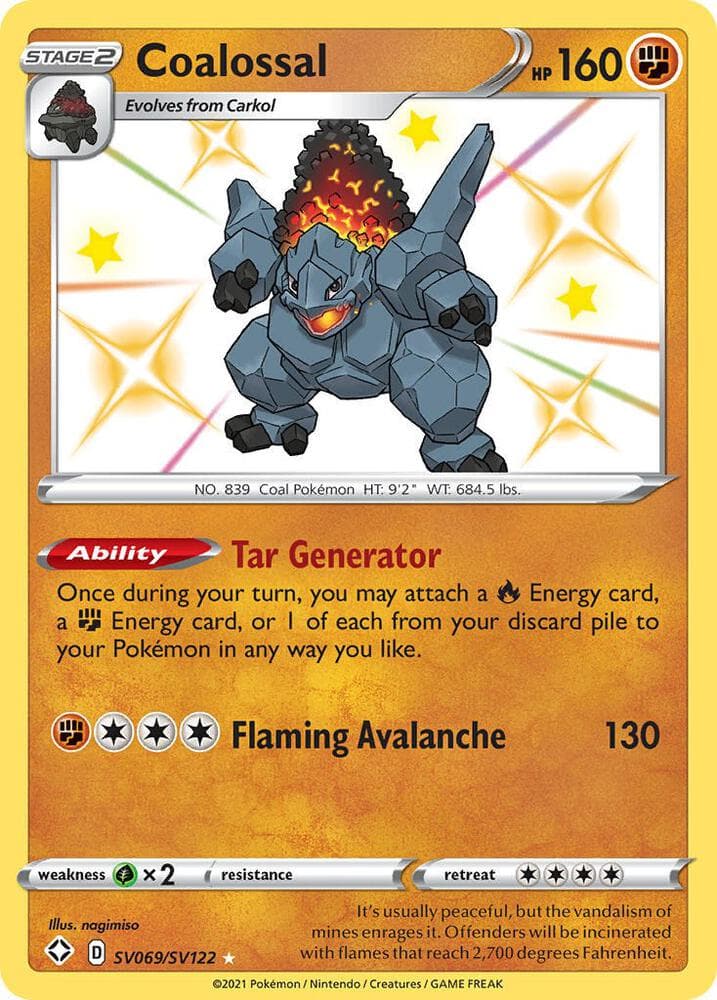 Coalossal, card SV069 from Shining Fates
