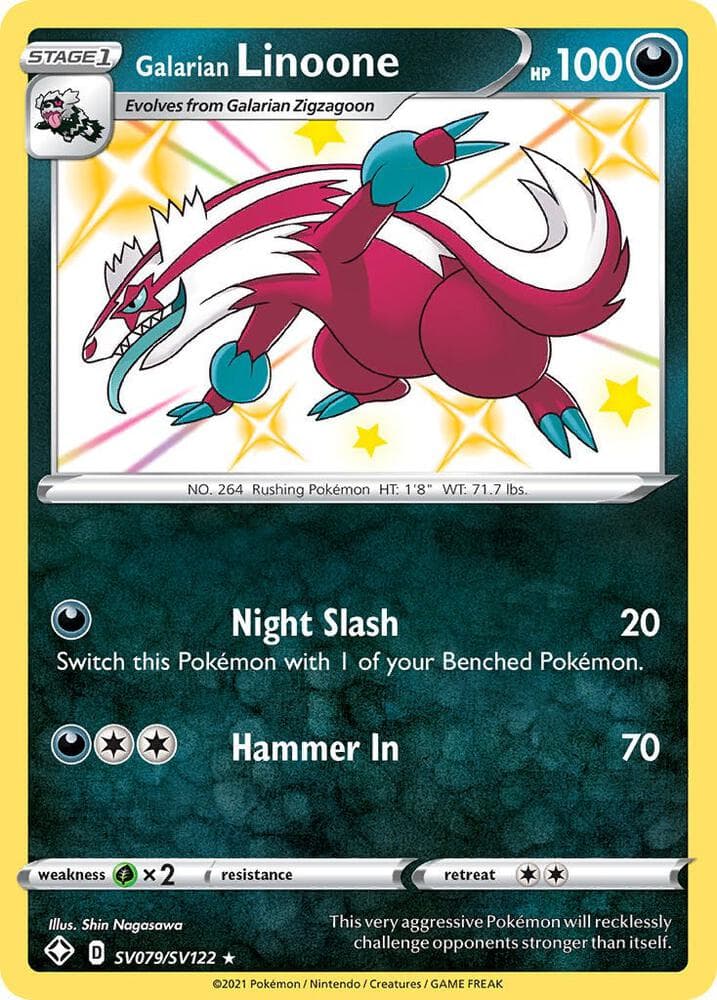 Galarian Linoone, card SV079 from Shining Fates