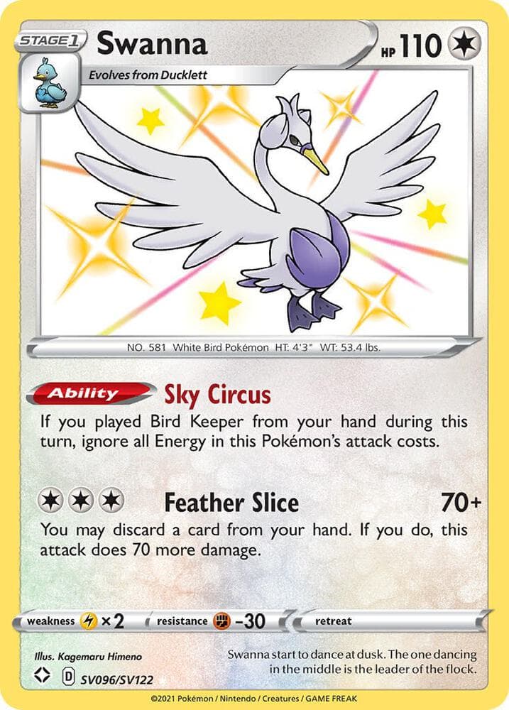 Swanna, card SV096 from Shining Fates
