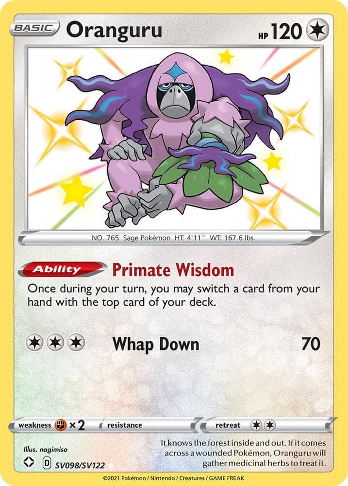 Oranguru, card SV098 from Shining Fates