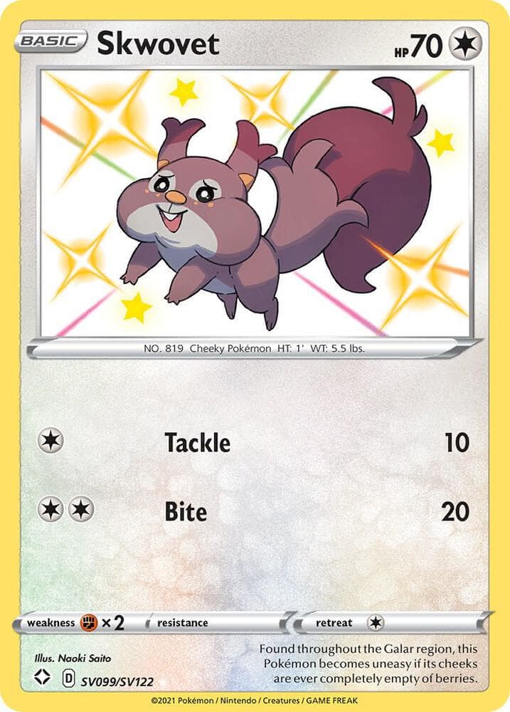 Skwovet, card SV099 from Shining Fates