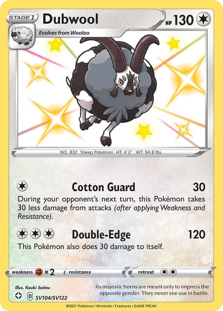 Dubwool, card SV104 from Shining Fates