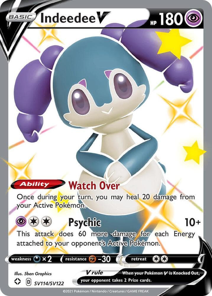 Indeedee V, card SV114 from Shining Fates