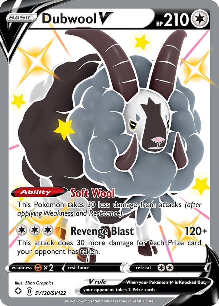 Dubwool V, card SV120 from Shining Fates
