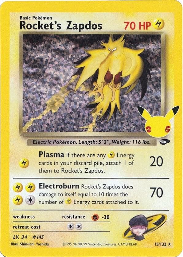 Rocket's Zapdos, carta CC007 de Celebraciones