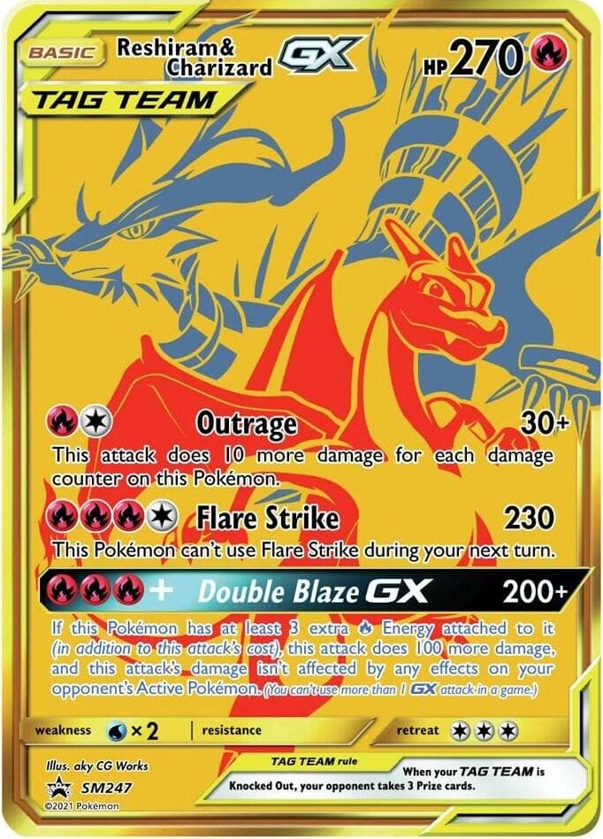 Reshiram e Charizard GX, carta SM247 di SL Promo
