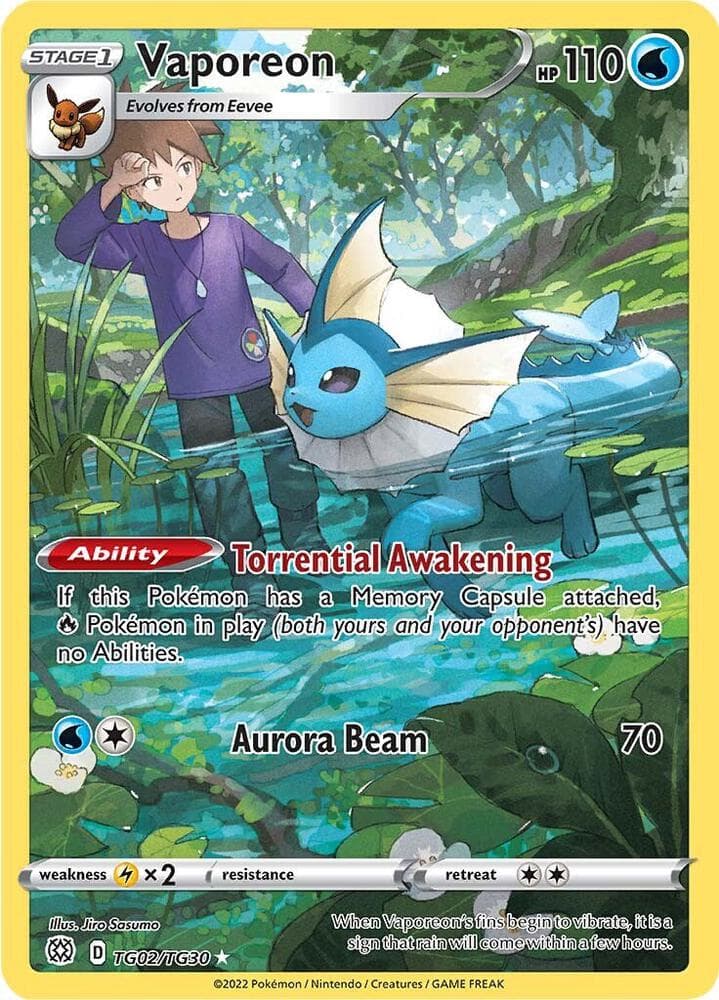 Vaporeon, card TG02 from Brilliant Stars