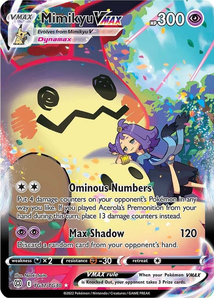 Mimikyu VMAX, carta TG17 de Astros Brillantes