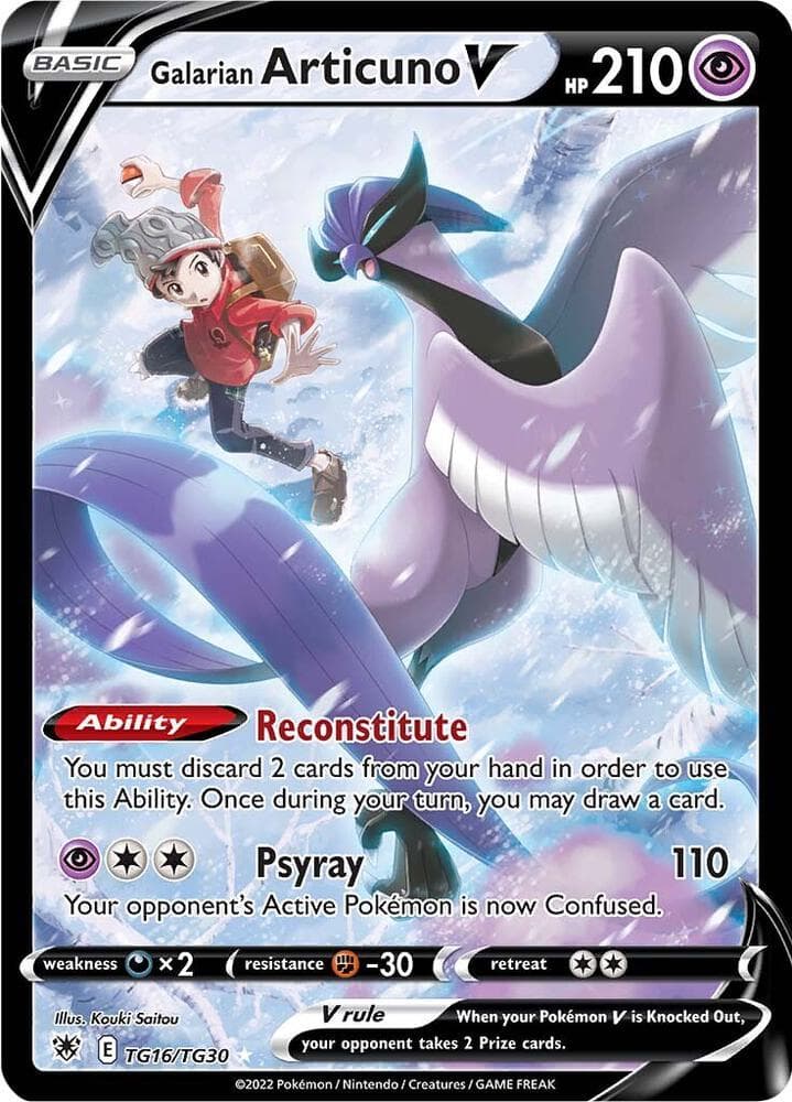 Articuno di Galar V, carta TG16 di Lucentezza Siderale