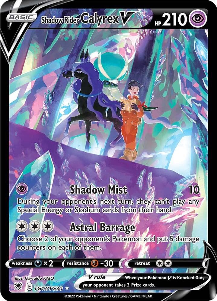 Calyrex Jinete Espectral V, carta TG17 de Resplandor Astral