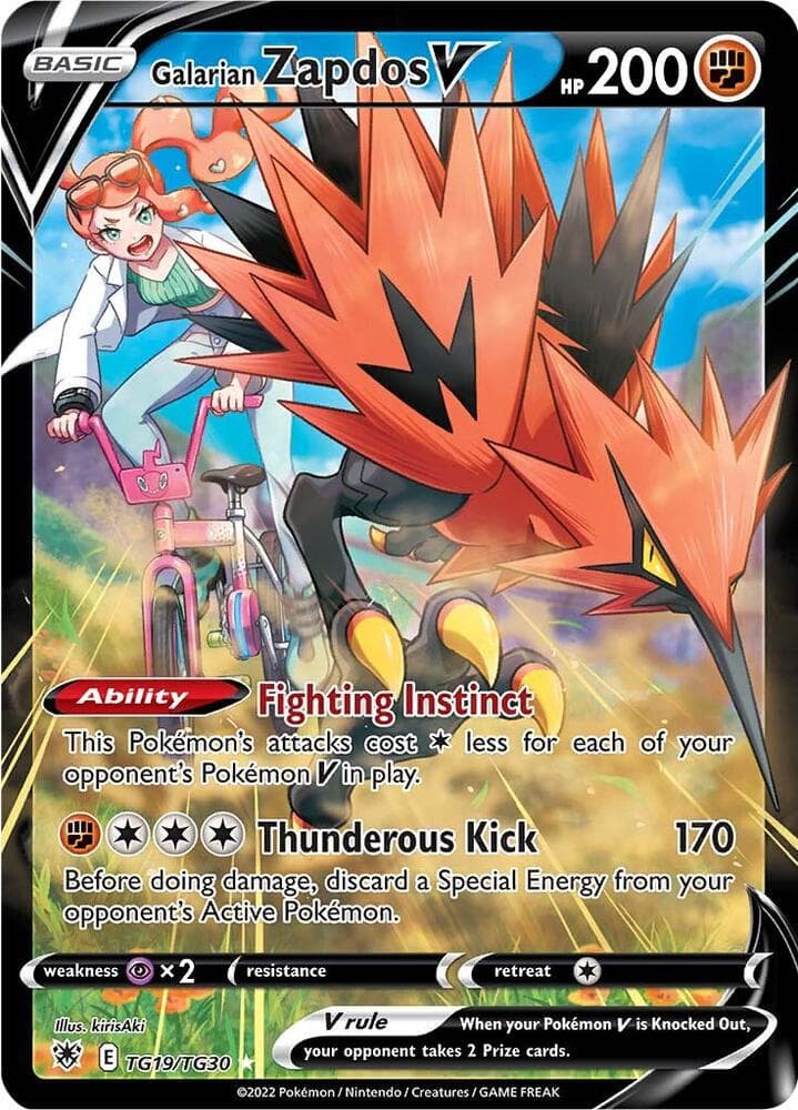 Zapdos di Galar V, carta TG19 di Lucentezza Siderale