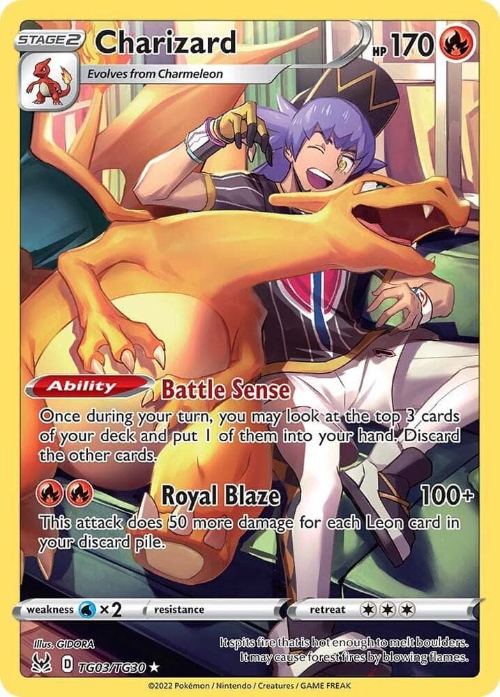 Charizard, carta TG03 de Origen Perdido