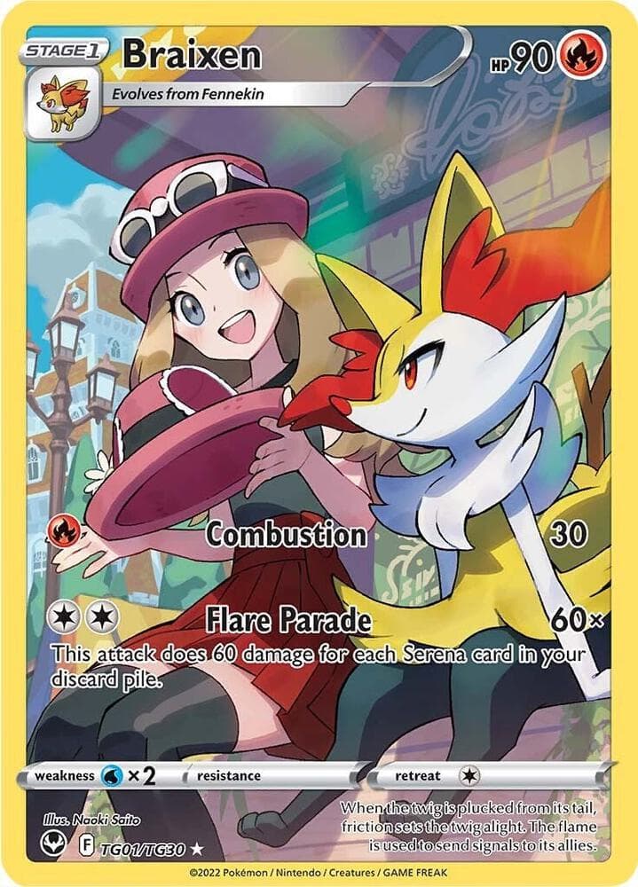 Braixen, card TG01 from Silver Tempest