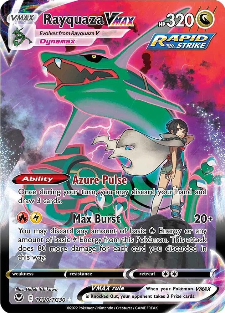 Rayquaza VMAX, carta TG20 de Tempestad Plateada