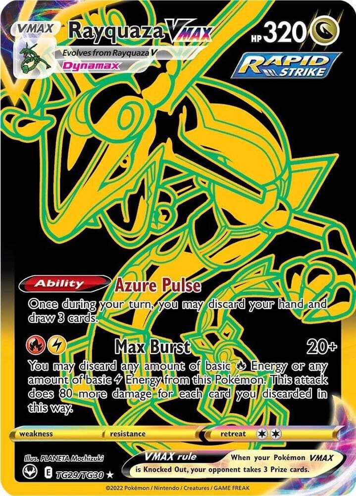 Rayquaza VMAX, carta TG29 de Tempestad Plateada