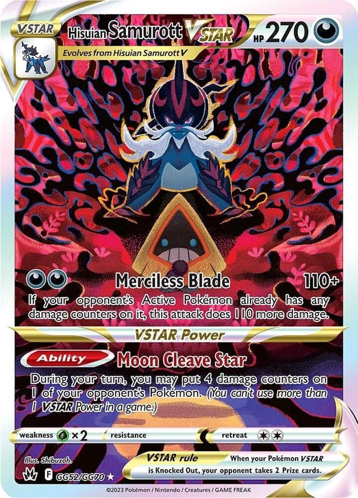 Hisuian Samurott VSTAR, card GG52 from Crown Zenith
