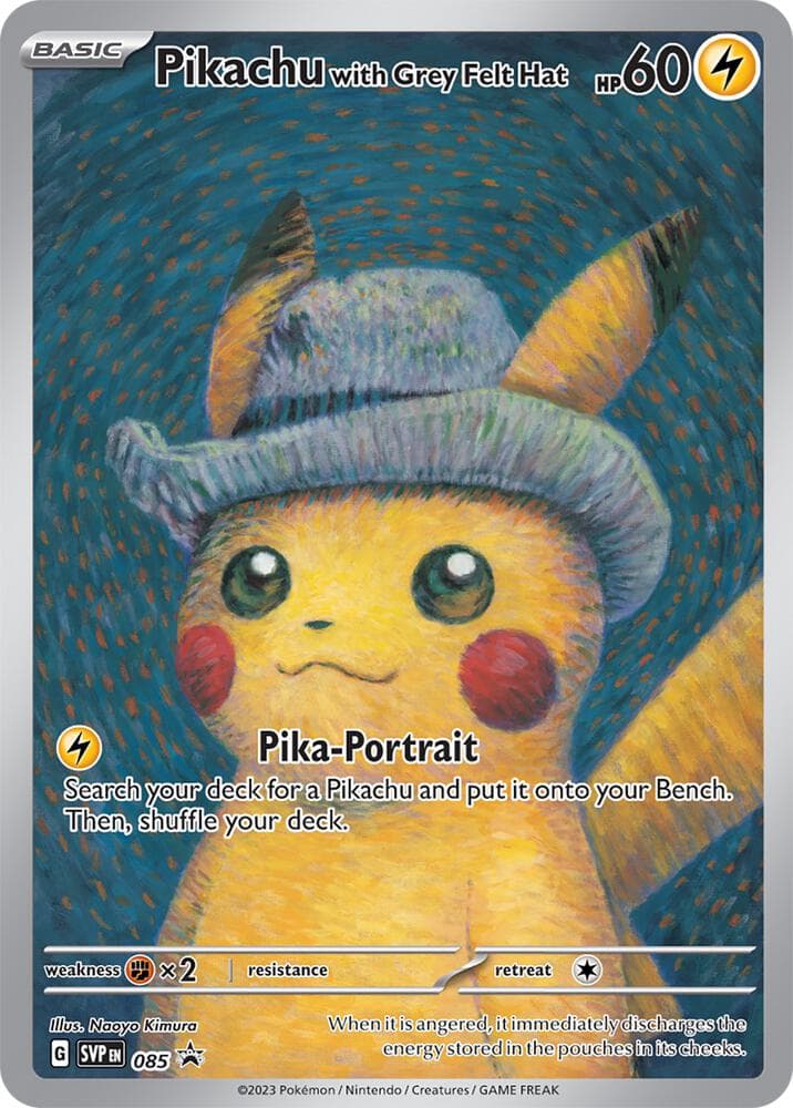 Pikachu with Grey Felt Hat, card 085 from SVP Black Star Promos
