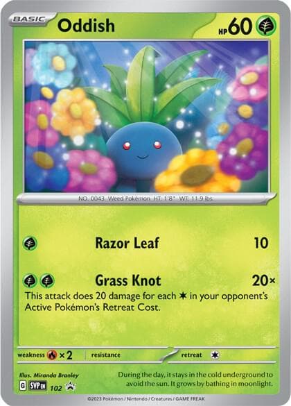 Oddish, card 102 from SVP Black Star Promos