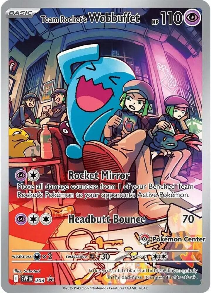 Wobbuffet del Team Rocket, card 203 from SVP Black Star Promos
