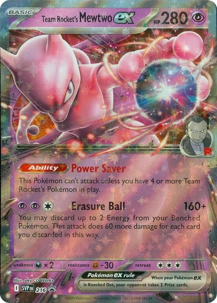 Team Rocket's Mewtwo ex, card 216 from SVP Black Star Promos