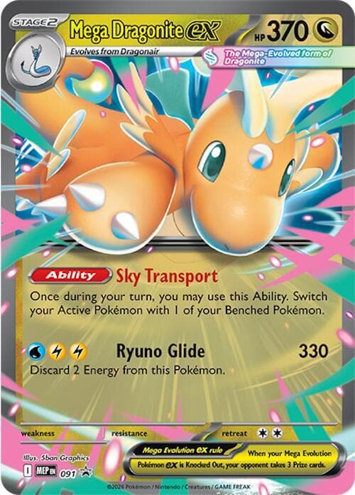Mega Dragonite ex, card 091 from MEP Black Star Promos