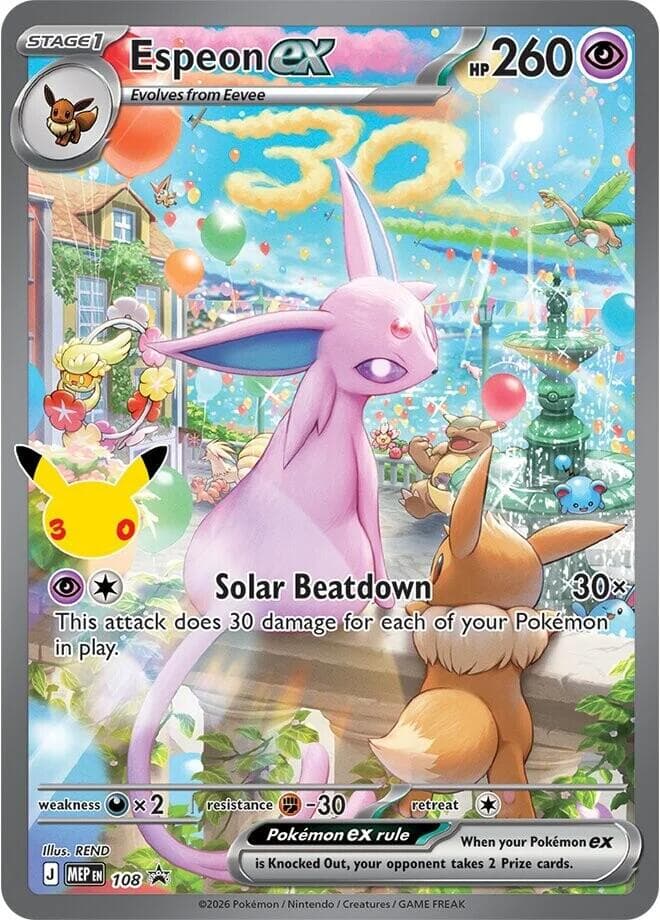 Espeon ex, card 108 from MEP Black Star Promos