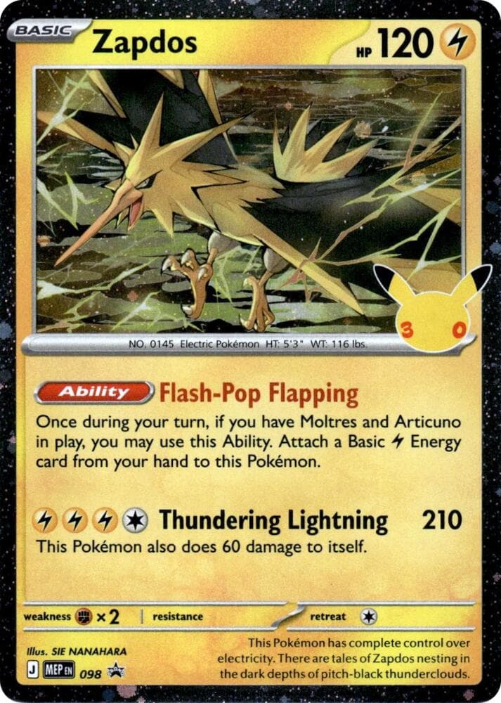 Zapdos, card 098 from MEP Black Star Promos