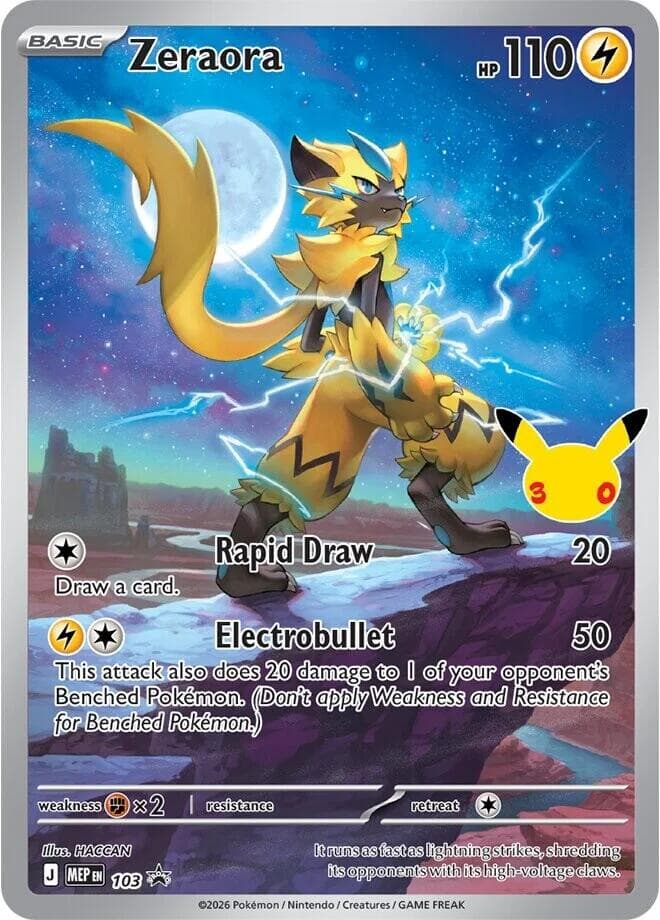 Zeraora, card 103 from MEP Black Star Promos