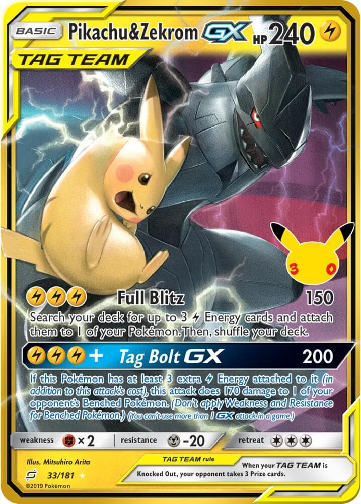 Pikachu & Zekrom GX, card 008 from 30th Celebration