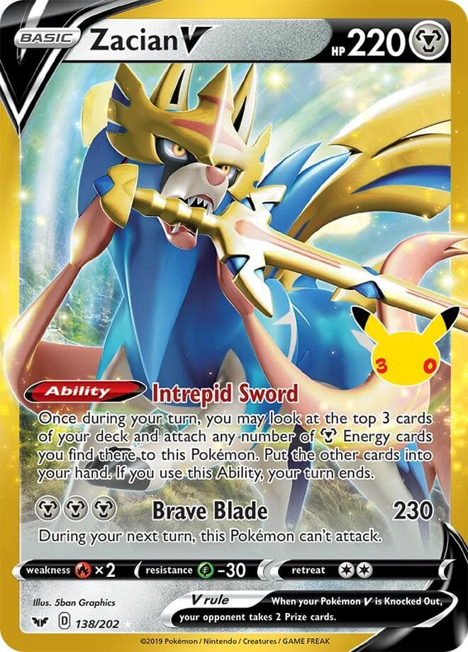 Zacian-V, carta 028 di 30° Anniversario