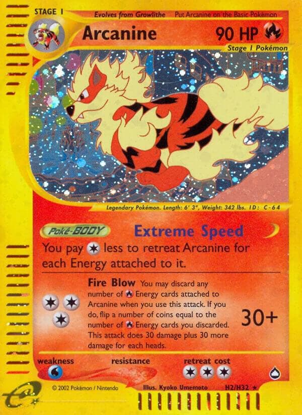 Arcanine, card H02 from Aquapolis