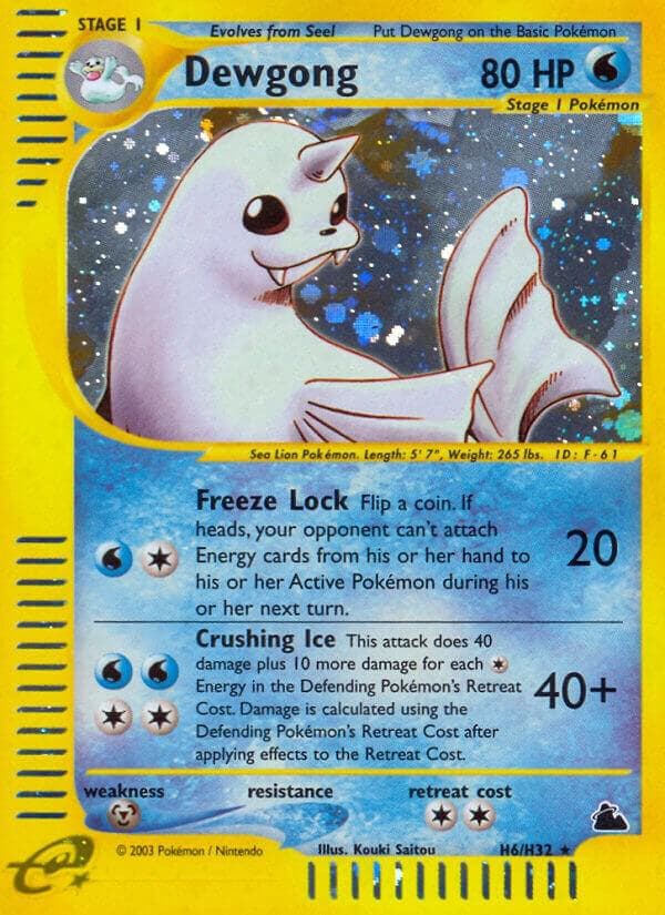 Dewgong, card H06 from Skyridge