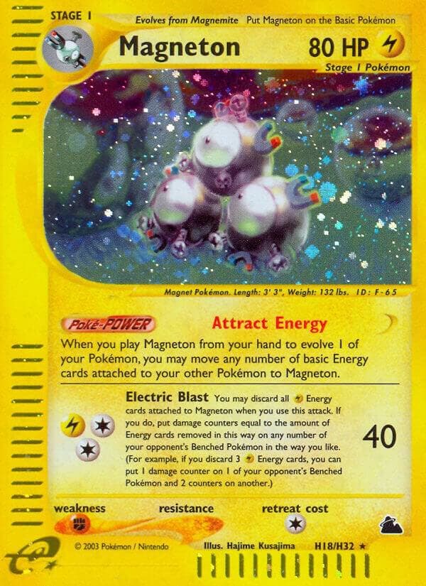 Magneton, card H18 from Skyridge