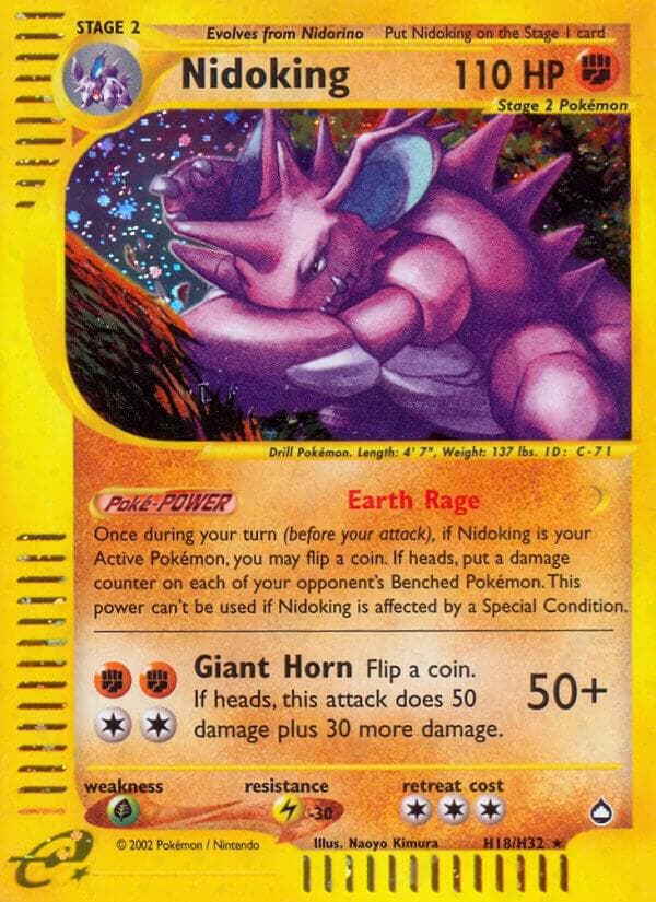 Nidoking, card H18 from Aquapolis