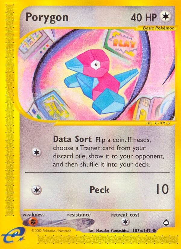 Porygon, card 103a from Aquapolis