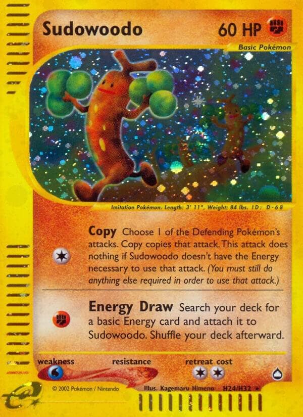 Sudowoodo, card H24 from Aquapolis