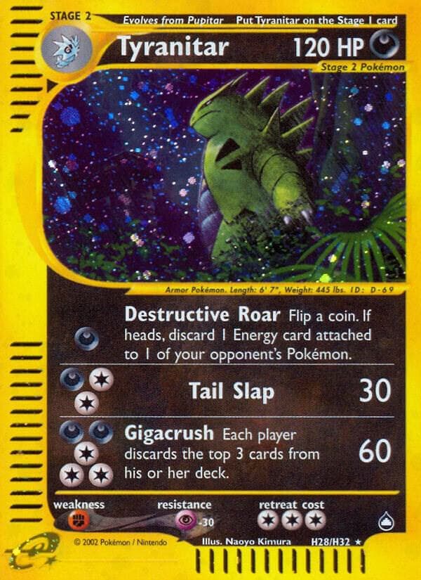 Tyranitar, carta H28 di Aquapolis