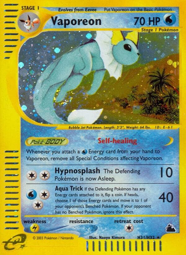 Vaporeon, carta H31 de Skyridge