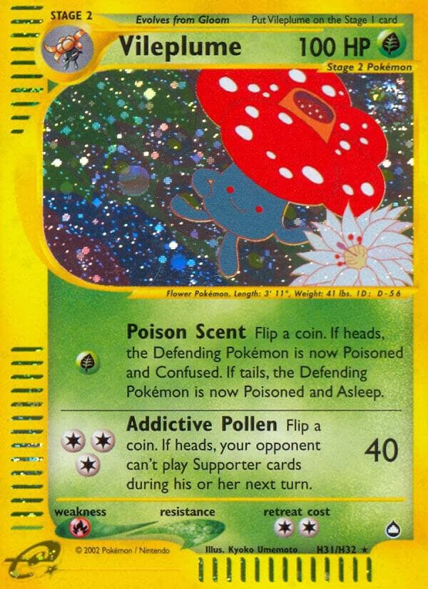 Vileplume, card H31 from Aquapolis
