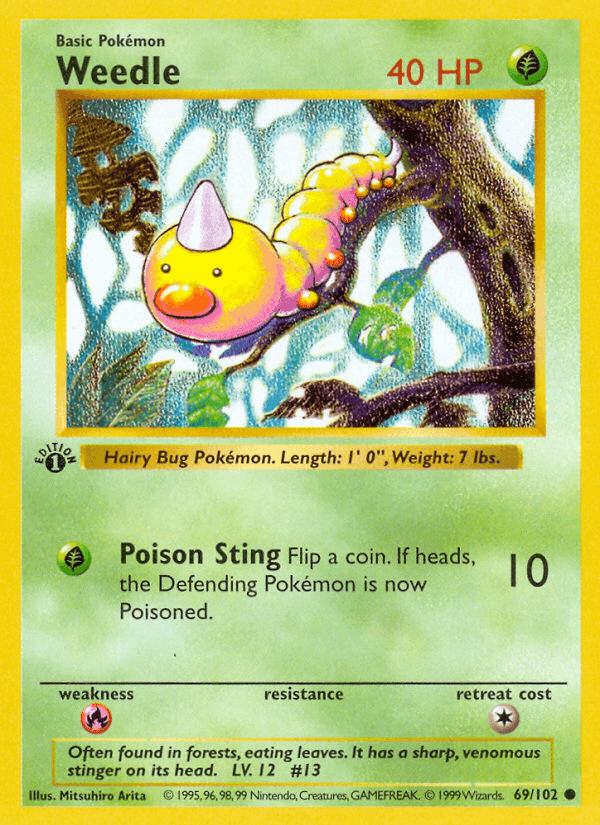Weedle, card 69 from Base Set