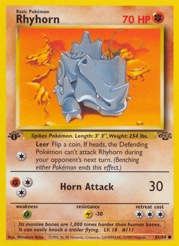 Rhyhorn, card 61 from Jungle
